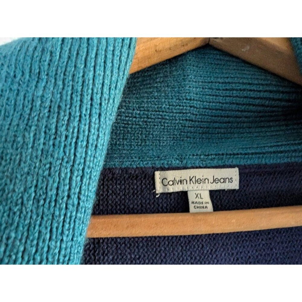 Calvin‎ Klein Jeans Sweater Women's XL Knit Cardigan Waterfall Zipper Boho NEW - Picture 5 of 11